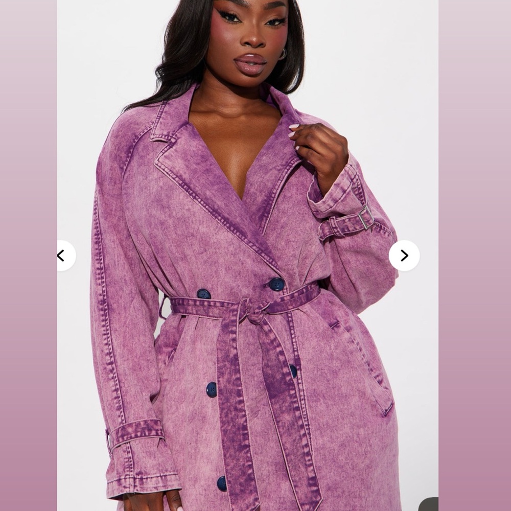 Purple Double-Breasted Trench Coat
